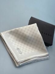VAKKO MONOGRAM TWİL İPEK EŞARP BEJ