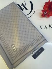 VAKKO MONOGRAM DESEN TWİL İPEK ŞAL GRİ