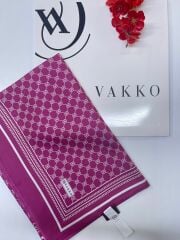 VAKKO TWİL İPEK MONOGRAM DESEN ŞAL FUŞYA