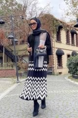 Nuss Zikzak Takım Siyah Beyaz