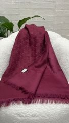 GG desen yün pamuk şal bordo